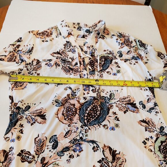 Chico’s Silky Soft Botanical Boho Festival Lace-Up Tunic Size 1 Modal Blend - Picture 13 of 16
